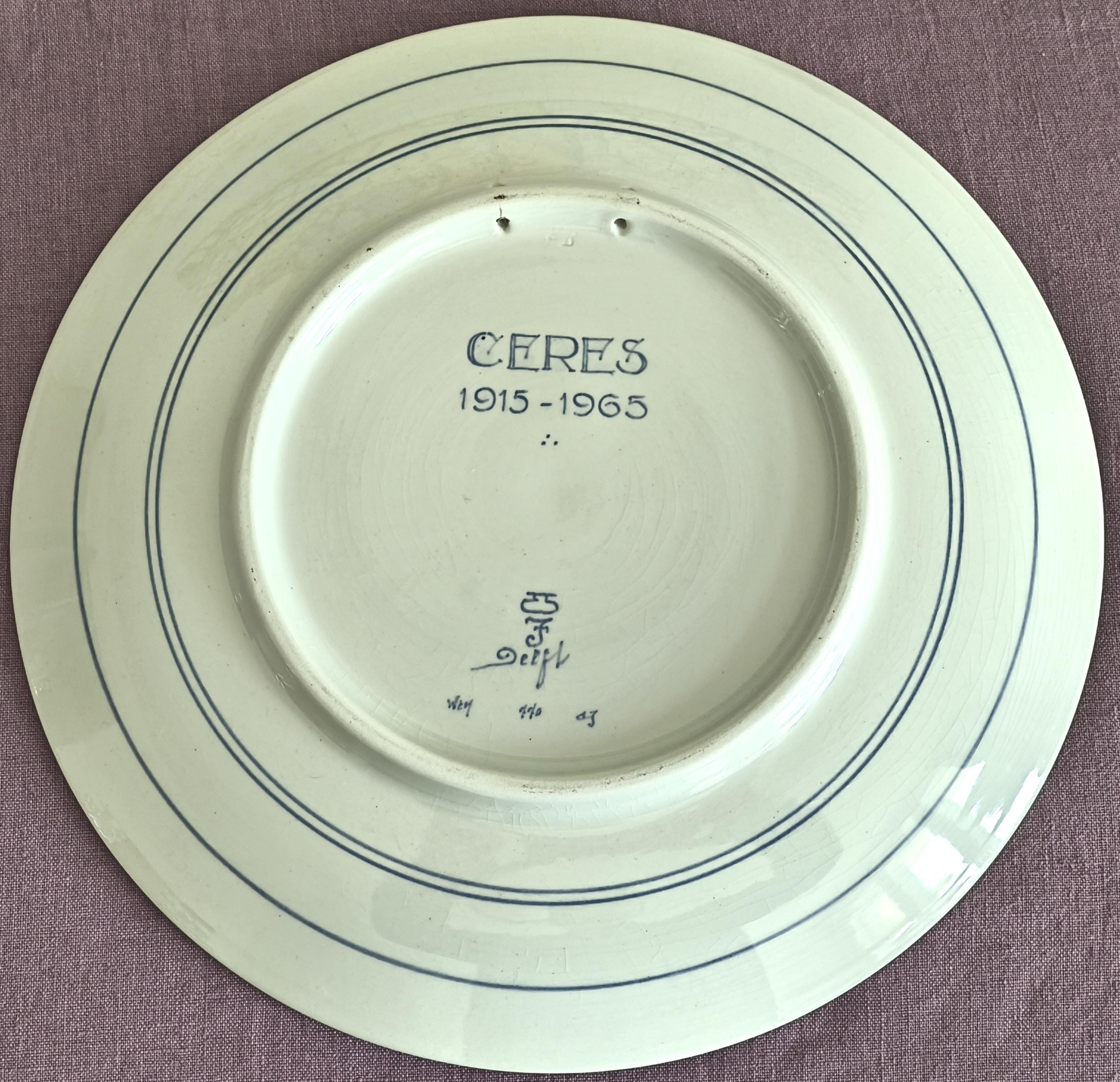 ロイヤルデルフト手描き皿：1965年製 オランダブルーデルフト焼き