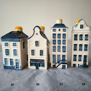 N.26,36,57,58 KLM Delft Blue Miniature Houses - Authentic Collectible Dutch Canal Buildings with Bols Gin- Perfect Gift Travelers Collectors