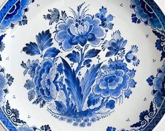 ロイヤルデルフト手描き皿：1965年製 オランダブルーデルフト焼き