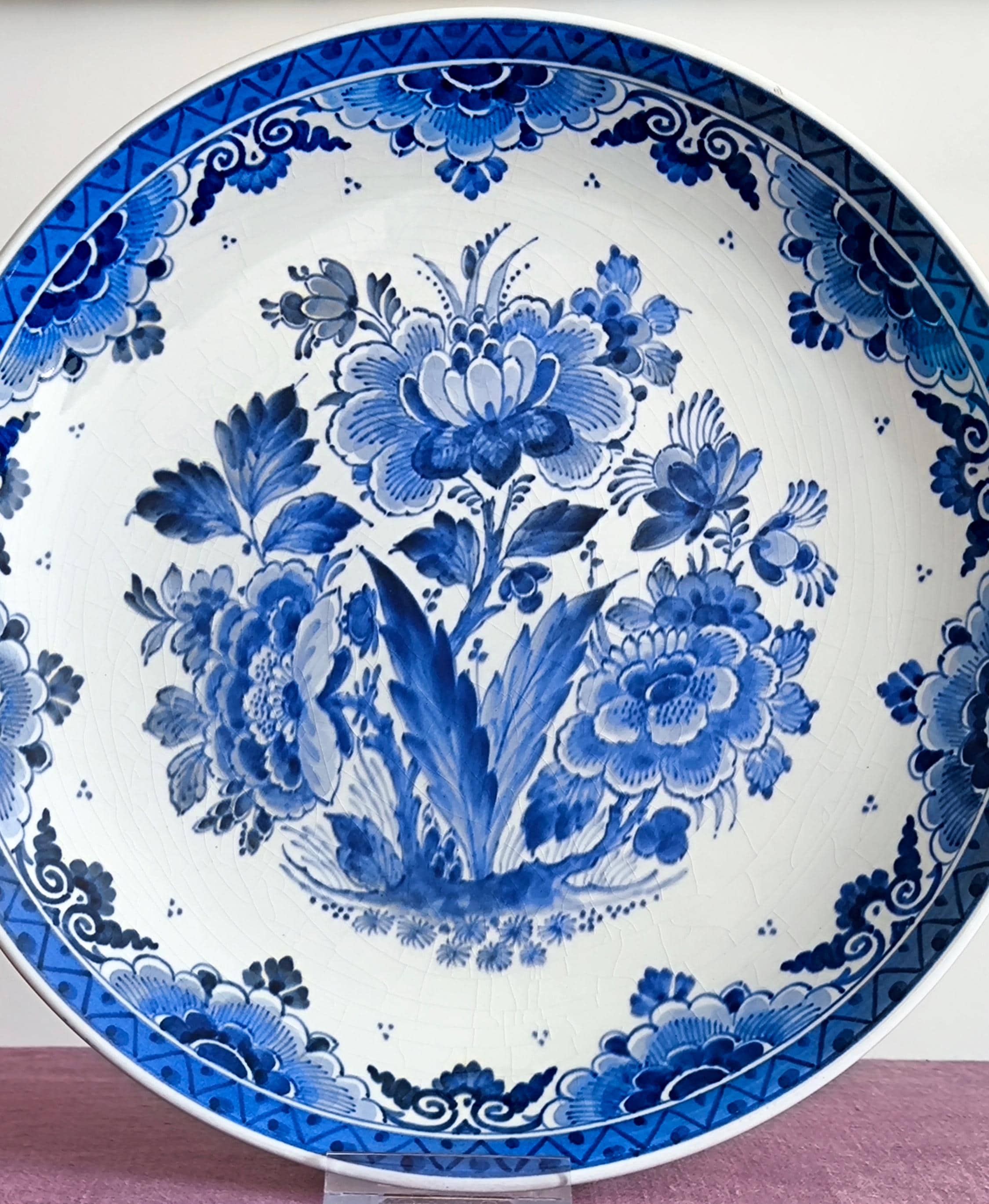 ロイヤルデルフト手描き皿：1965年製 オランダブルーデルフト焼き