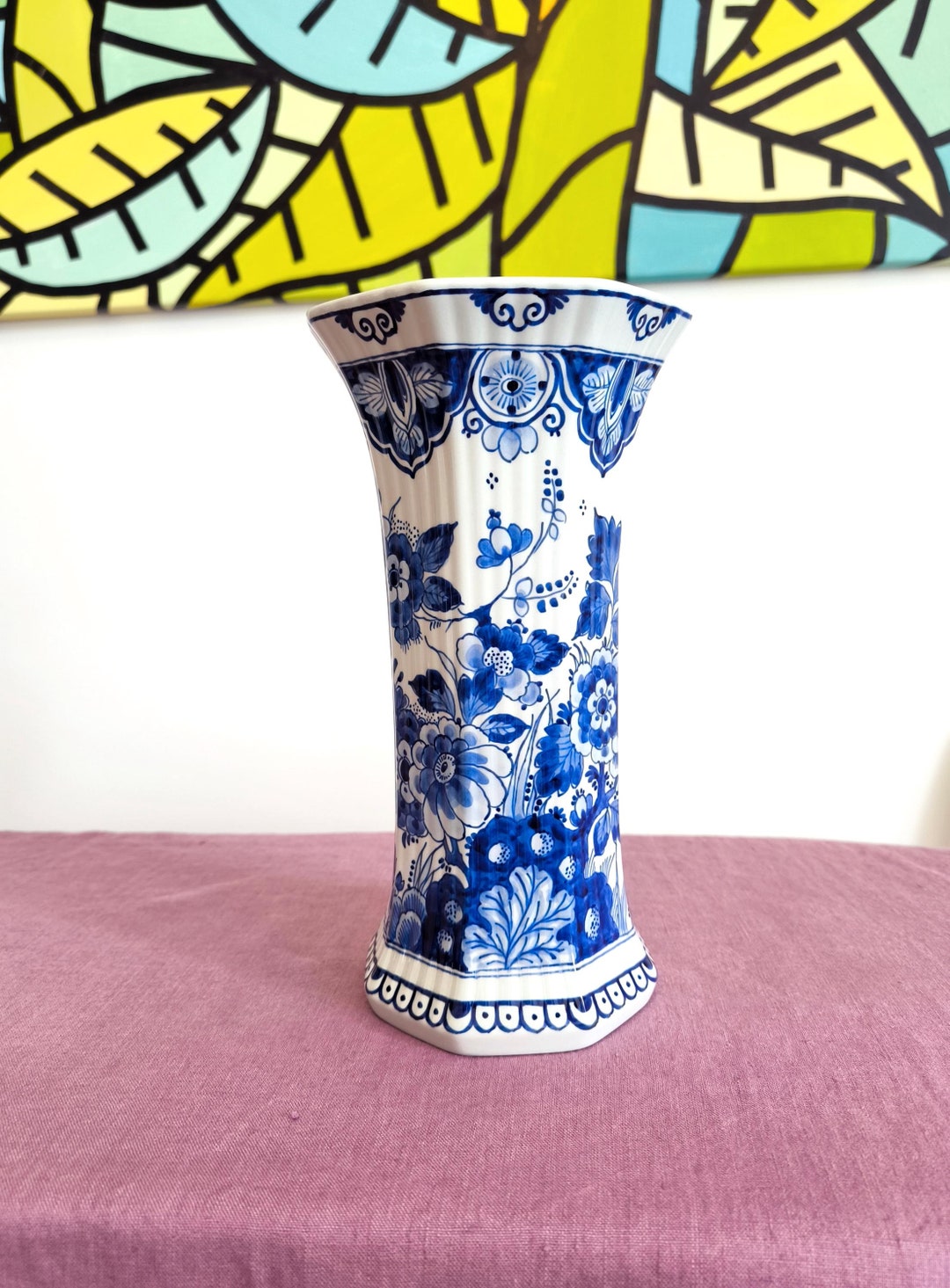 本物のロイヤルデルフト花瓶 1985年 手描き 伝統的なオランダのブルー