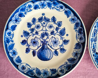 本物のロイヤルデルフト1933年、1941年手描き装飾皿3枚 - 伝統的な