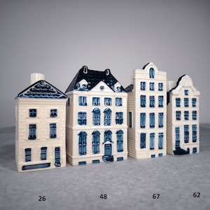 Nr. 26,48,67,62 leer wegen Zollbestimmungen KLM Delft Blue Miniaturhäuser-Authentisches Sammlerstück Niederländische Kanalgebäude Bols Gin Geschenk