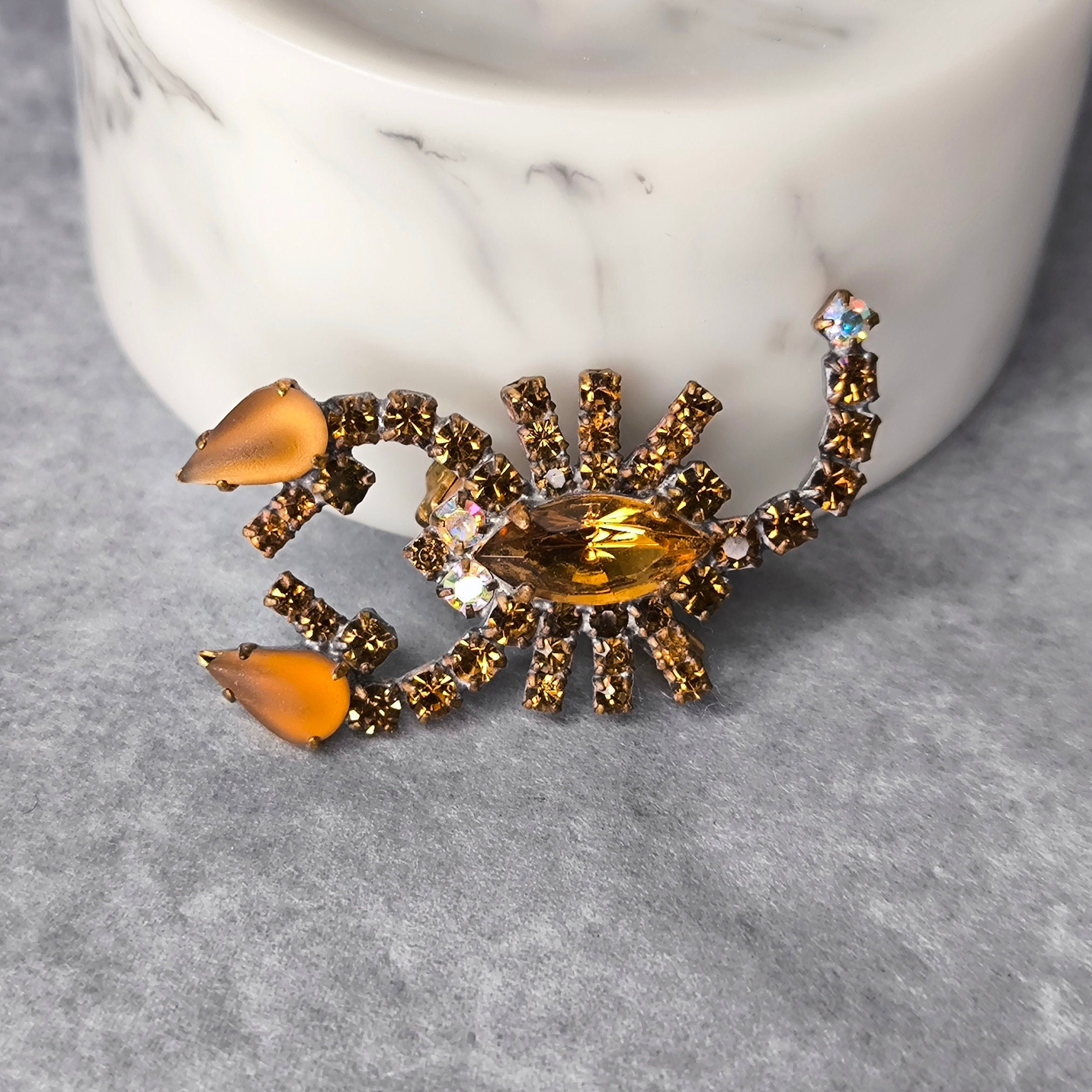 ラインストーン スコーピオン ブローチ - ヴィンテージ ラインストーン