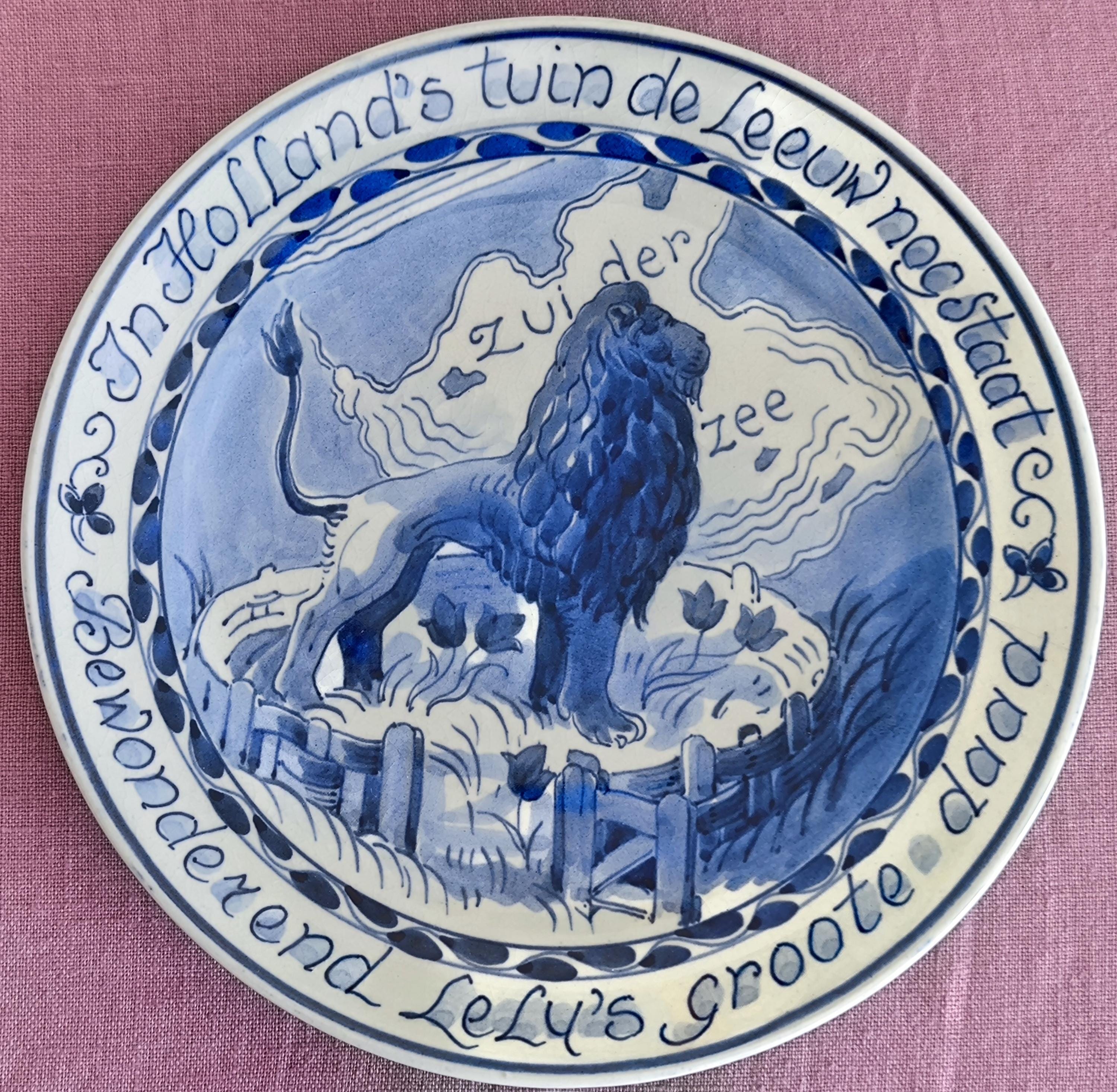 本物のロイヤルデルフト 1930 ハンドペイント装飾プレート - 伝統的な