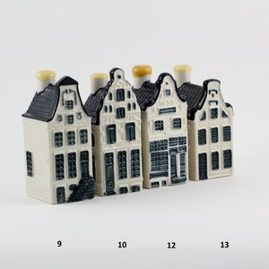 N.9,10,12,13 KLM Delft Blue Miniature Houses - Authentic Collectible Dutch Canal Buildings with Bols Gin- Perfect Gift Travelers Collectors