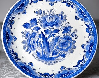 ロイヤルデルフト手描き皿：1965年製 オランダブルーデルフト焼き