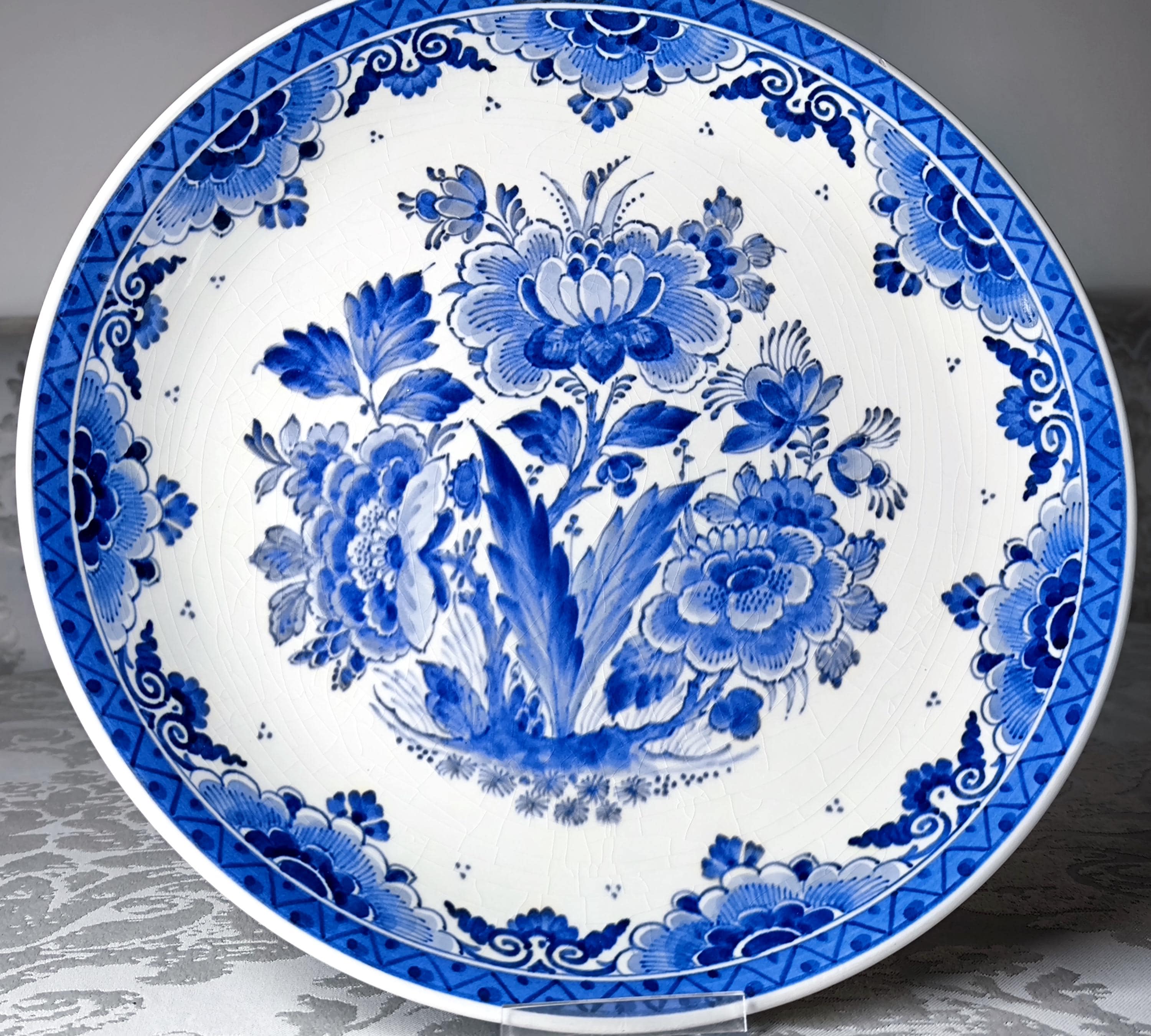 ロイヤルデルフト手描き皿：1965年製 オランダブルーデルフト焼き