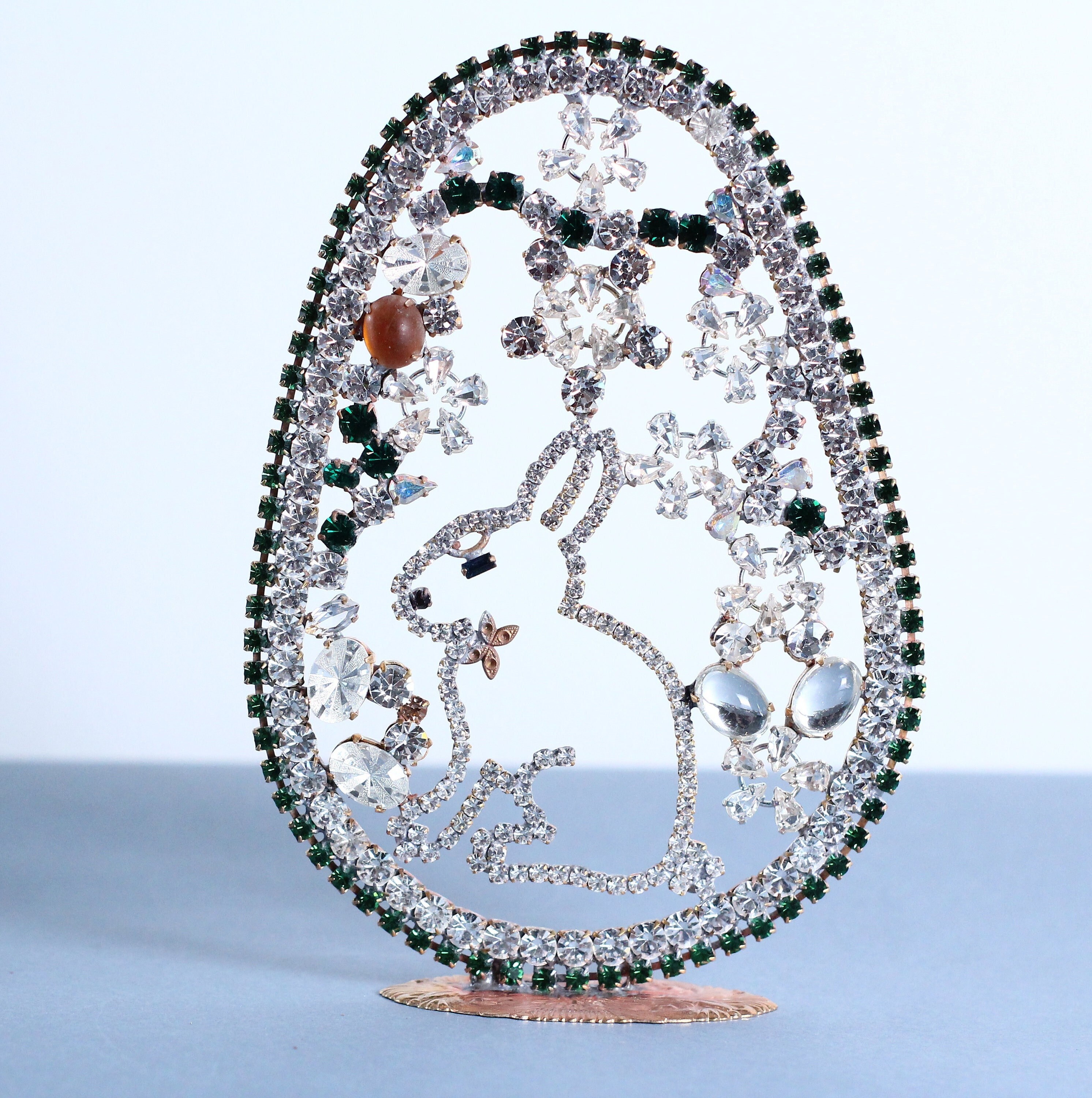 Easter Crystal Rabbit Vintage Easter Bunny Decoration Rhinestone Easter Rabbit, Czech Crystal ...