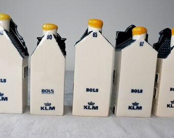 N. 53, 60, 65, 67, 69 KLM Delft Blue Miniature Houses - Authentic