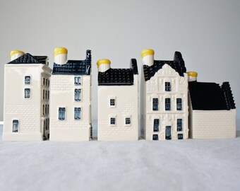 N. 74, 78, 79, 81, 87 KLM Delft Blue Miniature Houses - Authentic