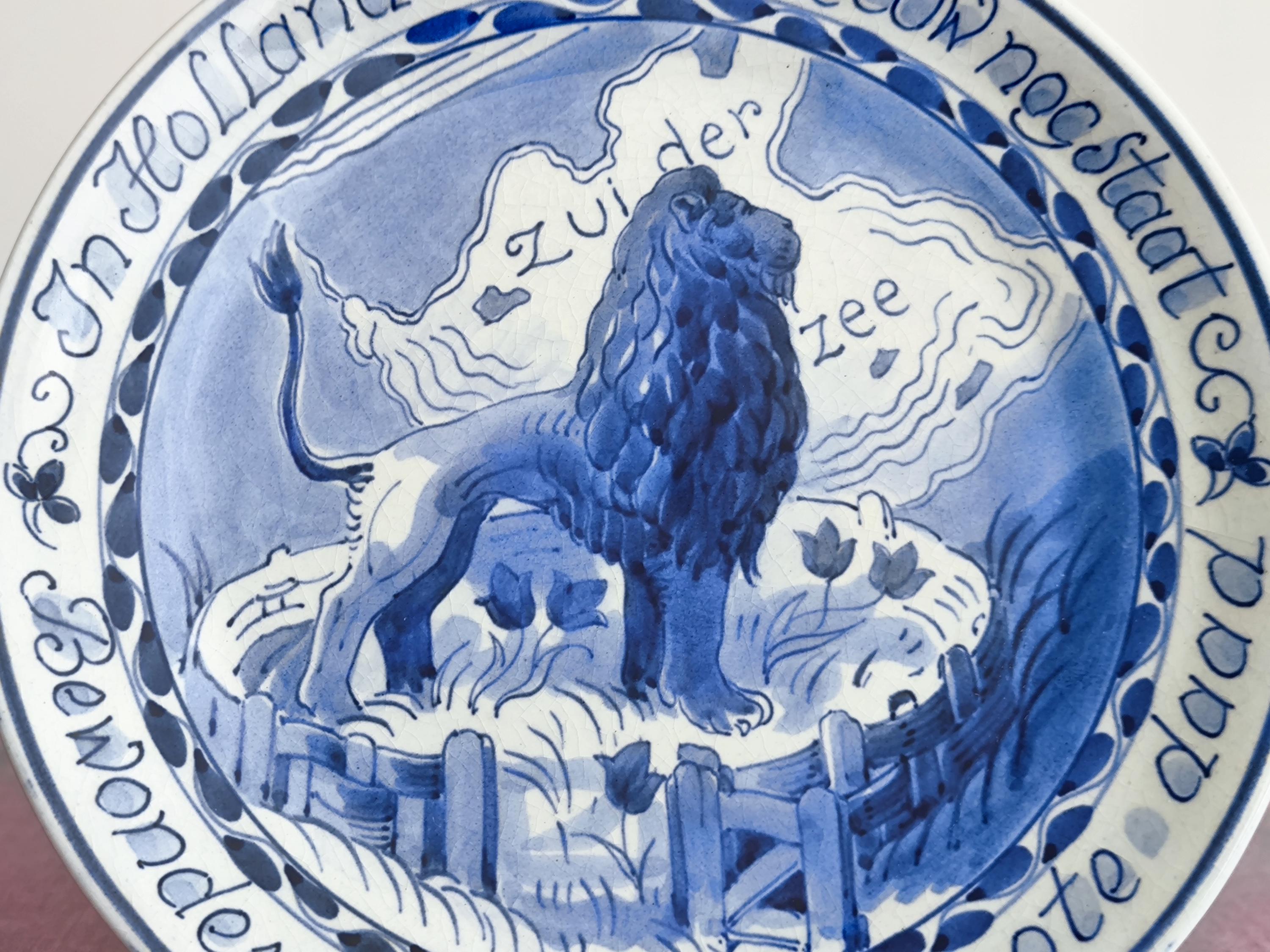 本物のロイヤルデルフト 1930 ハンドペイント装飾プレート - 伝統的な