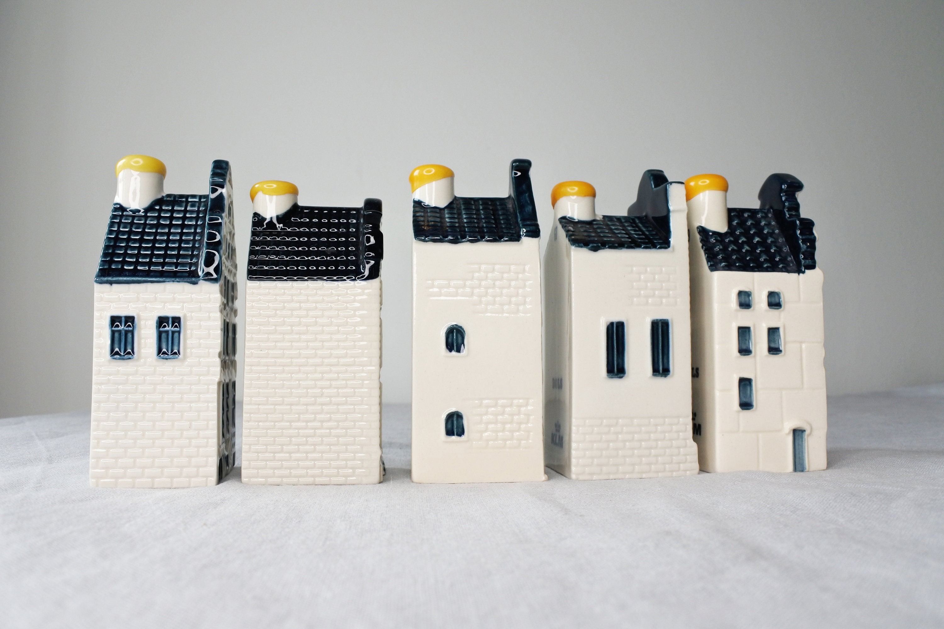 N. 53, 60, 65, 67, 69 KLM Delft Blue Miniature Houses - Authentic