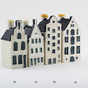 N.24,31,33,37 KLM Delft Blue Miniature Houses - Authentic Collectible Dutch Canal Buildings with Bols Gin- Perfect Gift Travelers Collectors