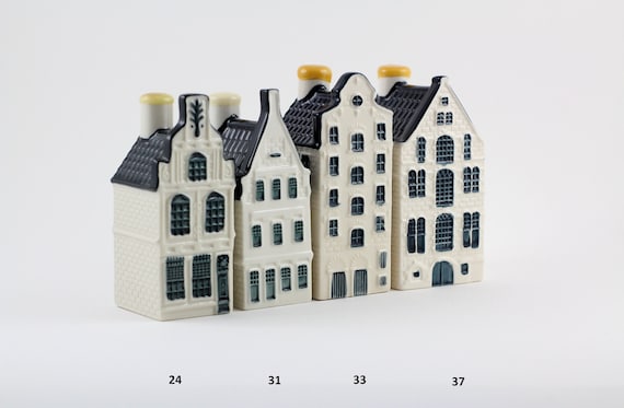 N.24,31,33,37 KLM Delft Blue Miniature Houses - Authentic