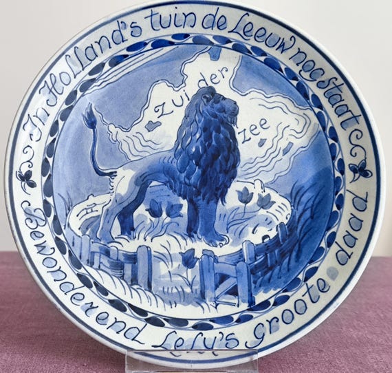 本物のロイヤルデルフト1930年手描き装飾プレート - 伝統的なオランダ