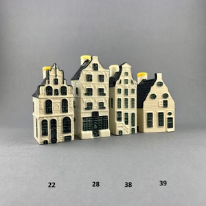 N.22,28,38,39 KLM Delft Blue Miniature Houses- Authentic Collectible Dutch Canal Buildings Bols Gin- Perfect Gift for Travelers Collectors