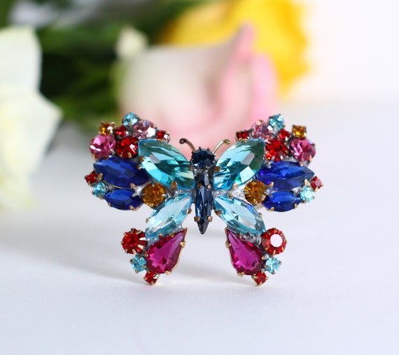 Vintage  Rhinestone Barrette Hair clip Butterfly,… - image 6