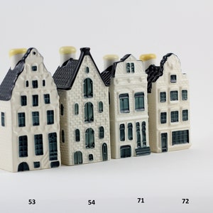 N.53,54,71,72 KLM Delft Blue Miniature Houses - Authentic Collectible Dutch Canal Buildings with Bols Gin- Perfect Gift Travelers Collectors