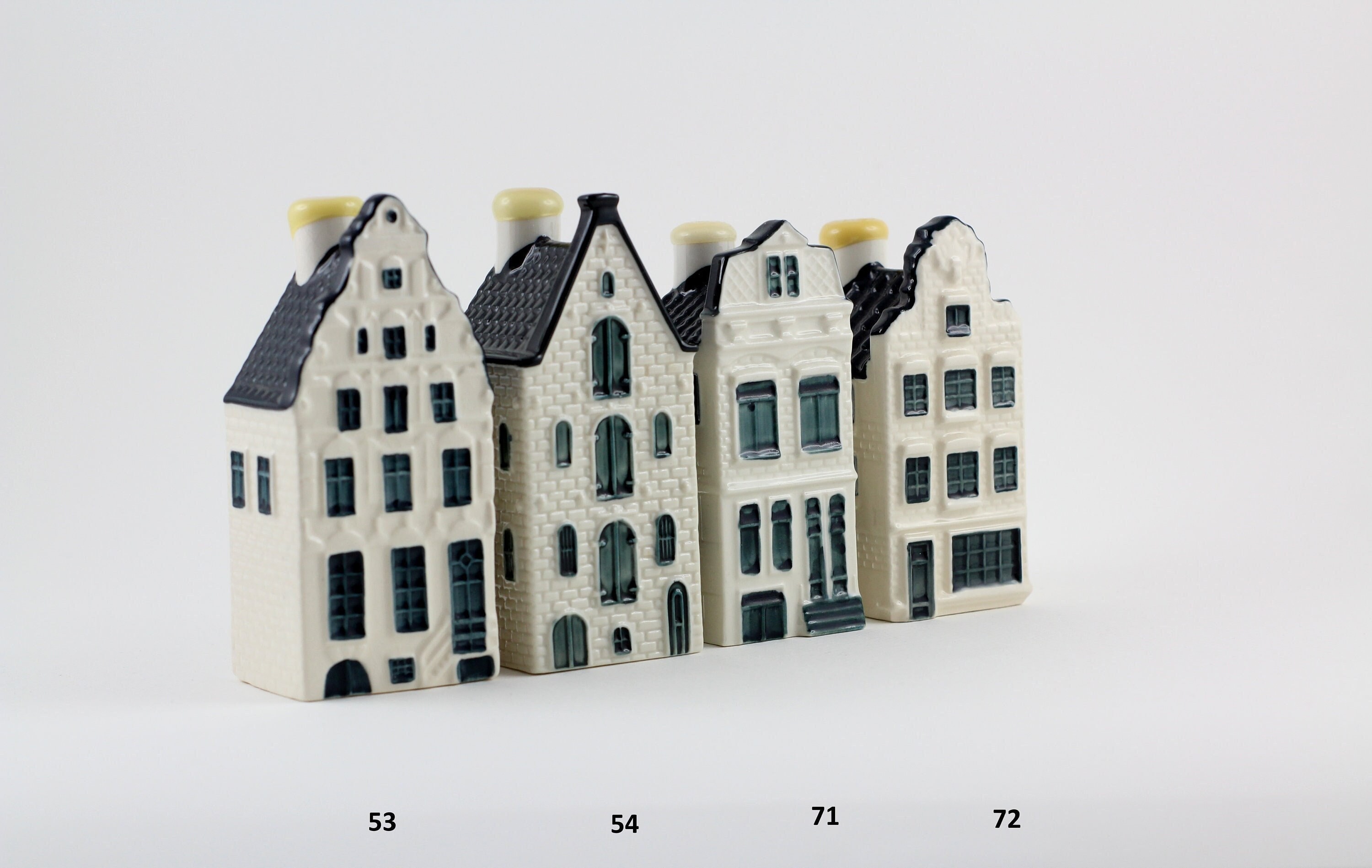 N.53,54,71,72 KLM Delft Blue Miniature Houses - Authentic