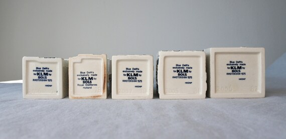 N. 74, 78, 79, 81, 87 KLM Delft Blue Miniature Houses - Authentic