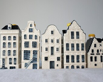 N. 74, 78, 79, 81, 87 KLM Delft Blue Miniature Houses - Authentic