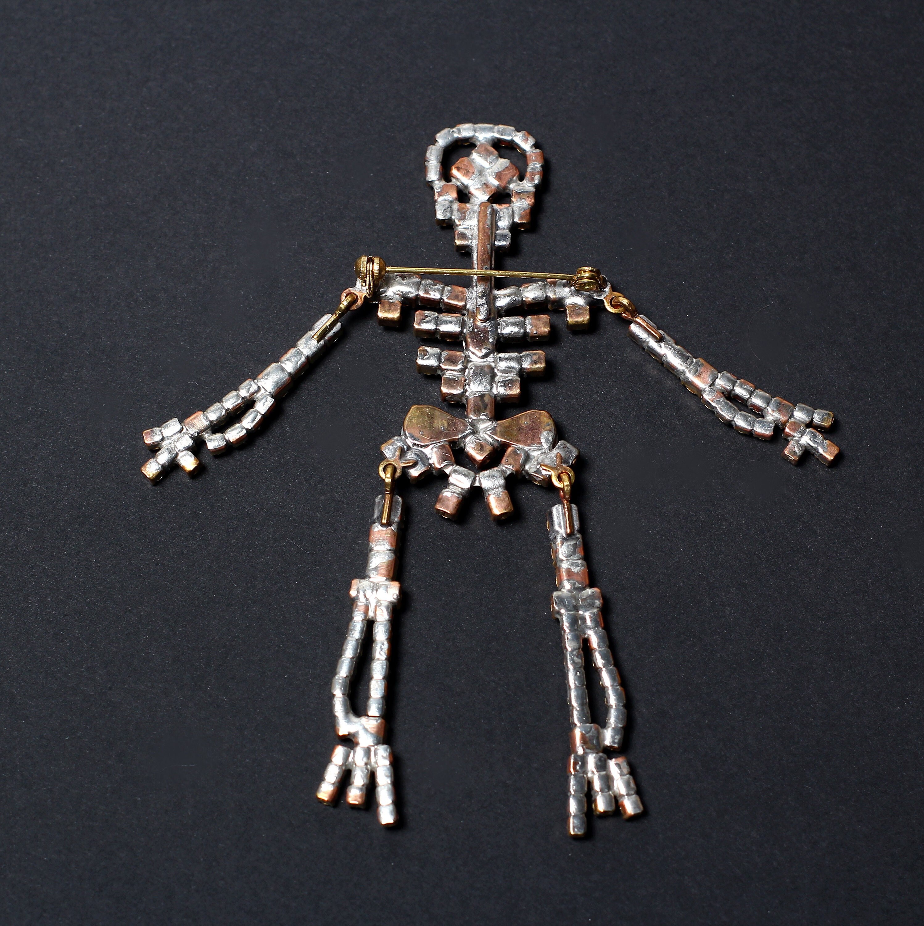 Vintage Skeleton Brooch Czech Crystal Brooch Vintage Jewelry, Holiday ...