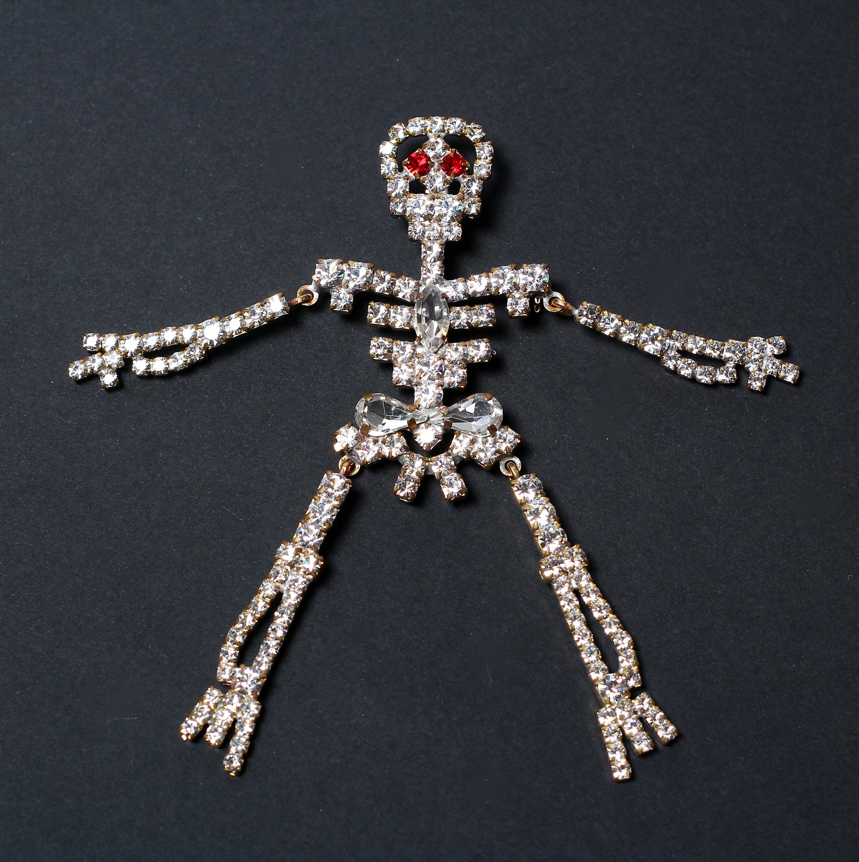 Broche Halloween Main Squelette - Pins Strass Cristal, Style Gothique Punk, Unisexe, Pour Col Ou Vêtements