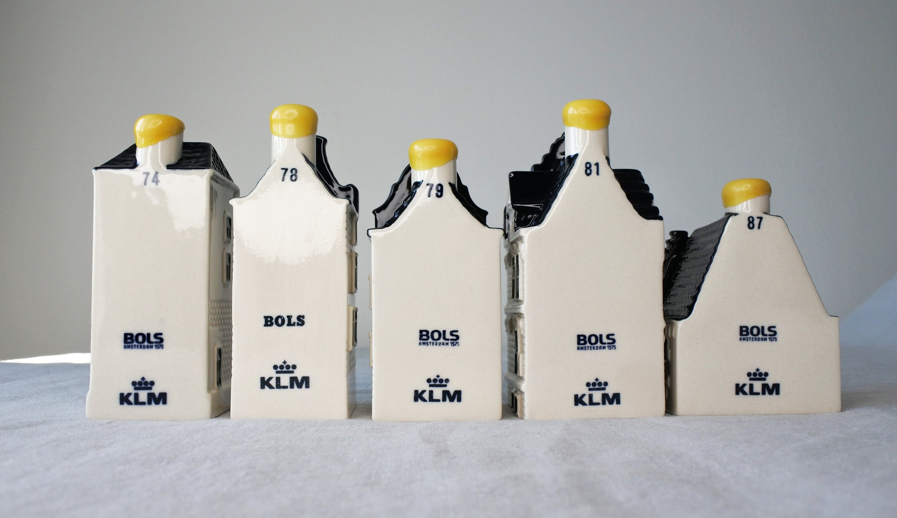 N. 74, 78, 79, 81, 87 KLM Delft Blue Miniature Houses - Authentic