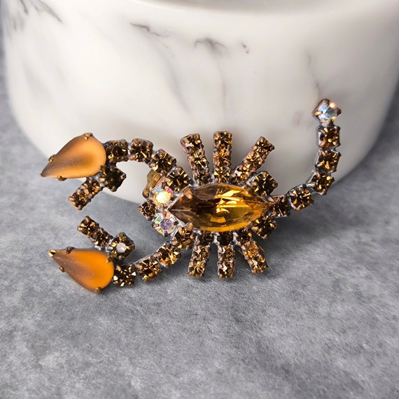 ラインストーン スコーピオン ブローチ - ヴィンテージ ラインストーン