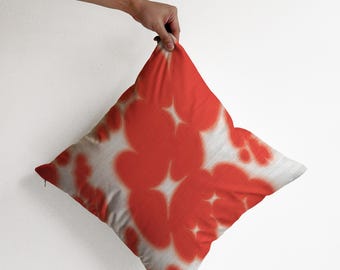 Red & White Dopamine Cushion Cover, Colorful Printed Throw Pillowcase 50x50cm, Maximalist Home Decor for Eclectic Living Room