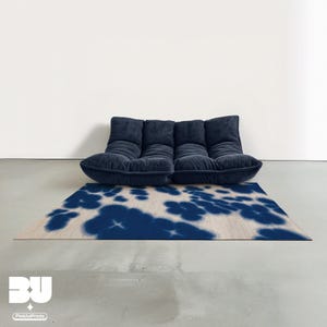 Klein Blue Psychedelic Area Rug, Abstract Animal White Dopamine Home Decor Items, Aesthetic Eclectic 9x12 Living Room Bedroom Large Carpet