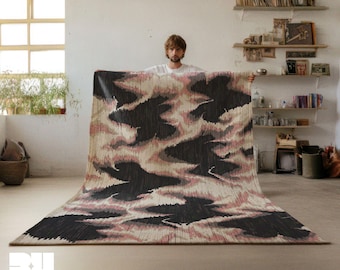 Pink & Gray Abstract Area Rug, Colorful Dopamine Decor for Her Eclectic Apartment