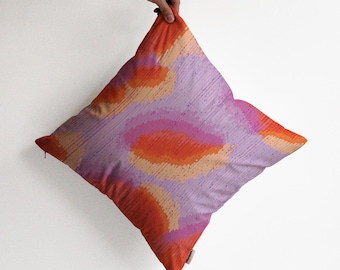 Red Velvet Printed Dopamine Cushion Cover 50x50cm, Maximalist Home Decor, Living Room Pillowcase for Colorful Apartment