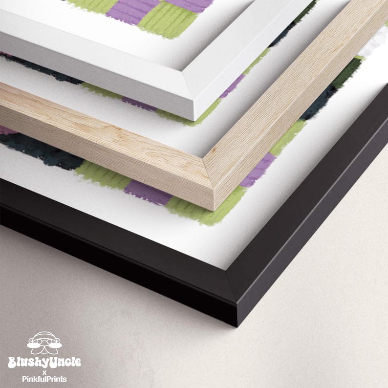 Framed art prints posters are available in three options, black frame, white frame, and natural wood frame. It comes with a hassle-free kits sawtooth metal hanger and ready to hang.