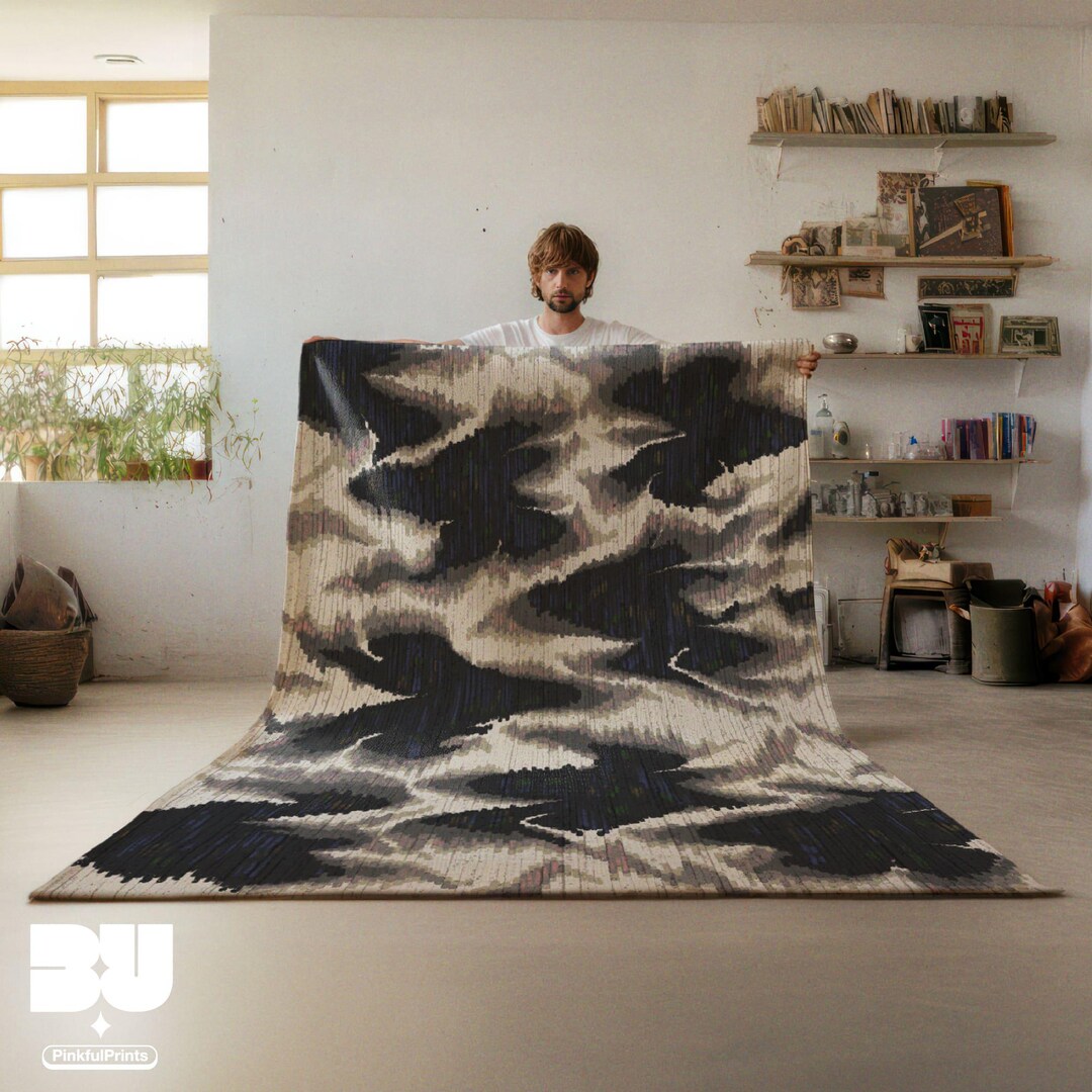 Abstract Animal Print Area Rug: Dark Gray off White Carpet for Mid ...