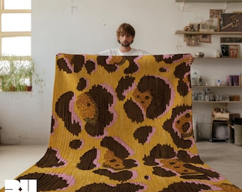 Retro Yellow Leopard Area Rug: Dopamine Home Decor, 70s Mid Century Modern Carpet