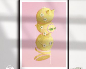 Lemon Wall Art Print: Danish Pastel Kitchen Dopamine Home Decor, Fruit Poster