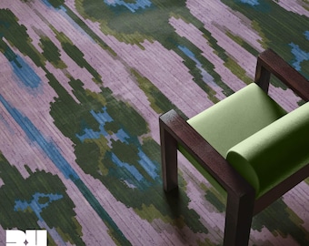 Purple, Blue & Green Abstract Leopard Floral Area Rug, Colorful Carpet, Dopamine Home Decor