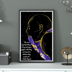 Motivational Kobe Bryant Quote, LA Lakers, Sport Design, Black Mamba, Minimalist Basketball Design, Wallart, Printable Art, Sports Printable