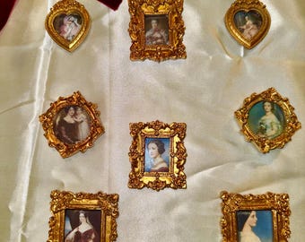 Handmade Victorian Georgian Christmas Ornaments: Regal Bridgerton mini Portrait Frames Set of 8