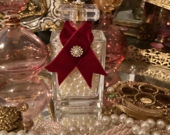 vintage inspired custom perfume bottle: Palladium No. 5 old Hollywood pearls rhinestone—large size