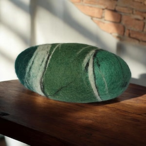 Felted Wool Stone Pillow: Natural Colored Ottoman