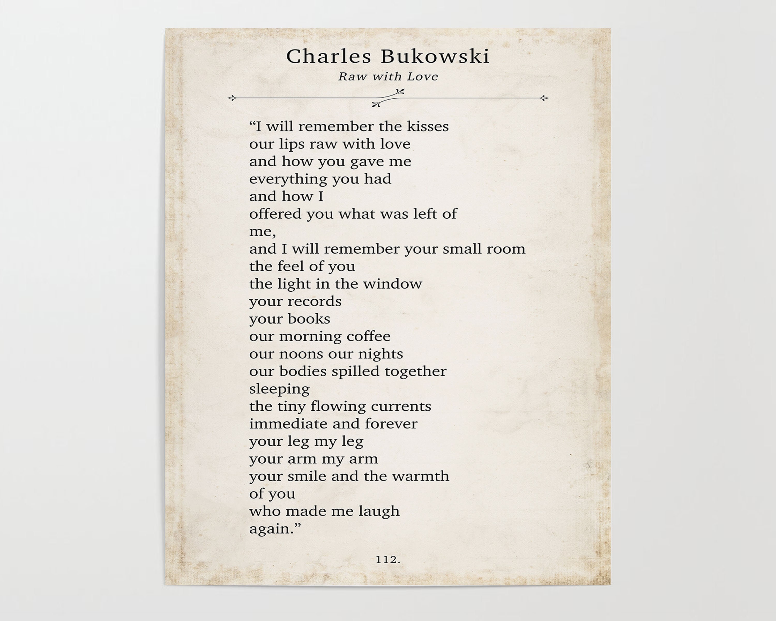 Charles Bukowski Poetry Quote Print Raw With Love PRINTABLE DOWNLOAD - Etsy