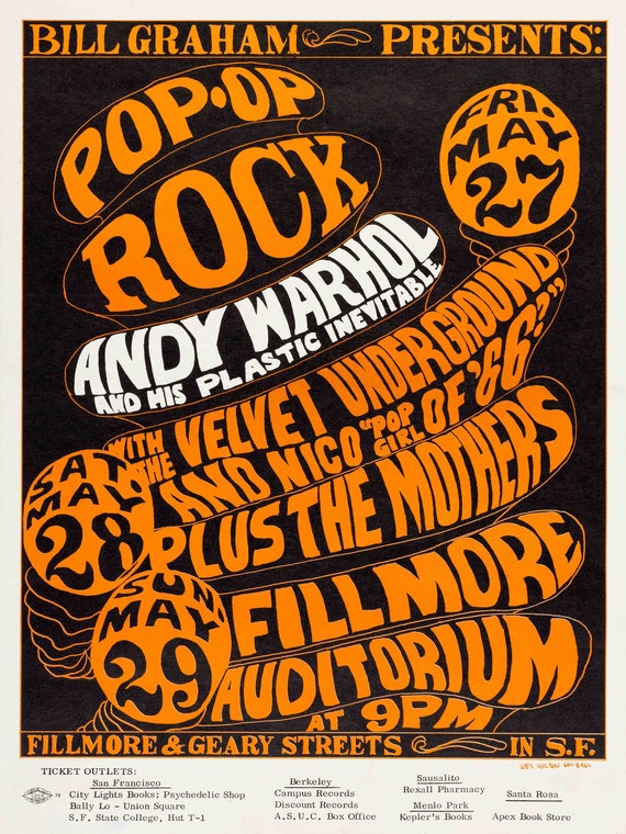 Vintage 60s Music Festival Poster Iconic Rock Band Retro