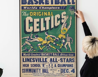 Vintage Basketball Champions Poster – Classic Promotional Sports Print PRINTABLE DOWNLOAD Buy One Get One Free