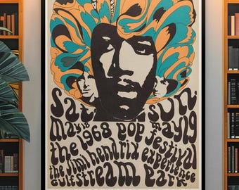 Four Vintage 70s Psychedelic Music Posters – Rock, Country, Bluegrass, Festival Wall Art