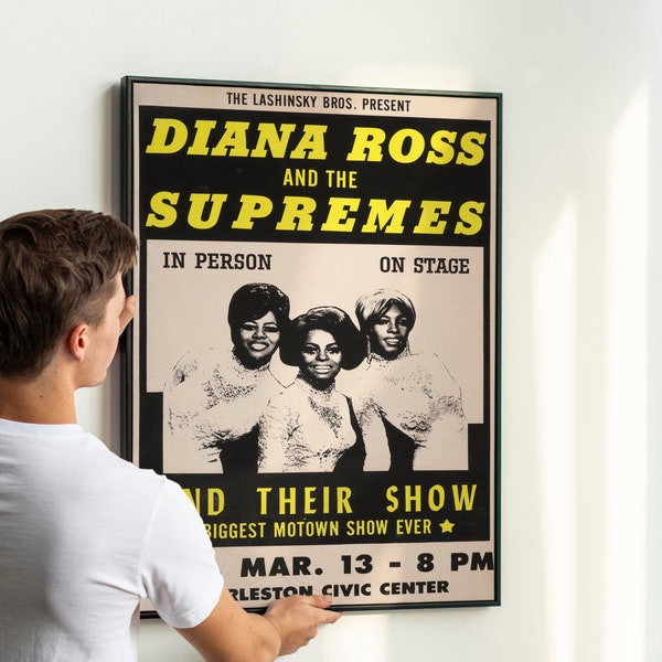 Icónico Motown Diana Ross & The Supremes 1969 Vintage Concert Poster DESCARGAR IMPRIMIBLE