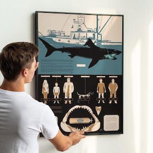 Póster de película infográfica alternativa de Tiburón 1975