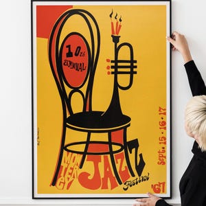 Póster de festival de música de jazz: impresión artística retro de los años 60, póster de concierto clásico, impresión de música de jazz retro, obra de arte de jazz clásico IMPRIMIBLE PARA DESCARGAR